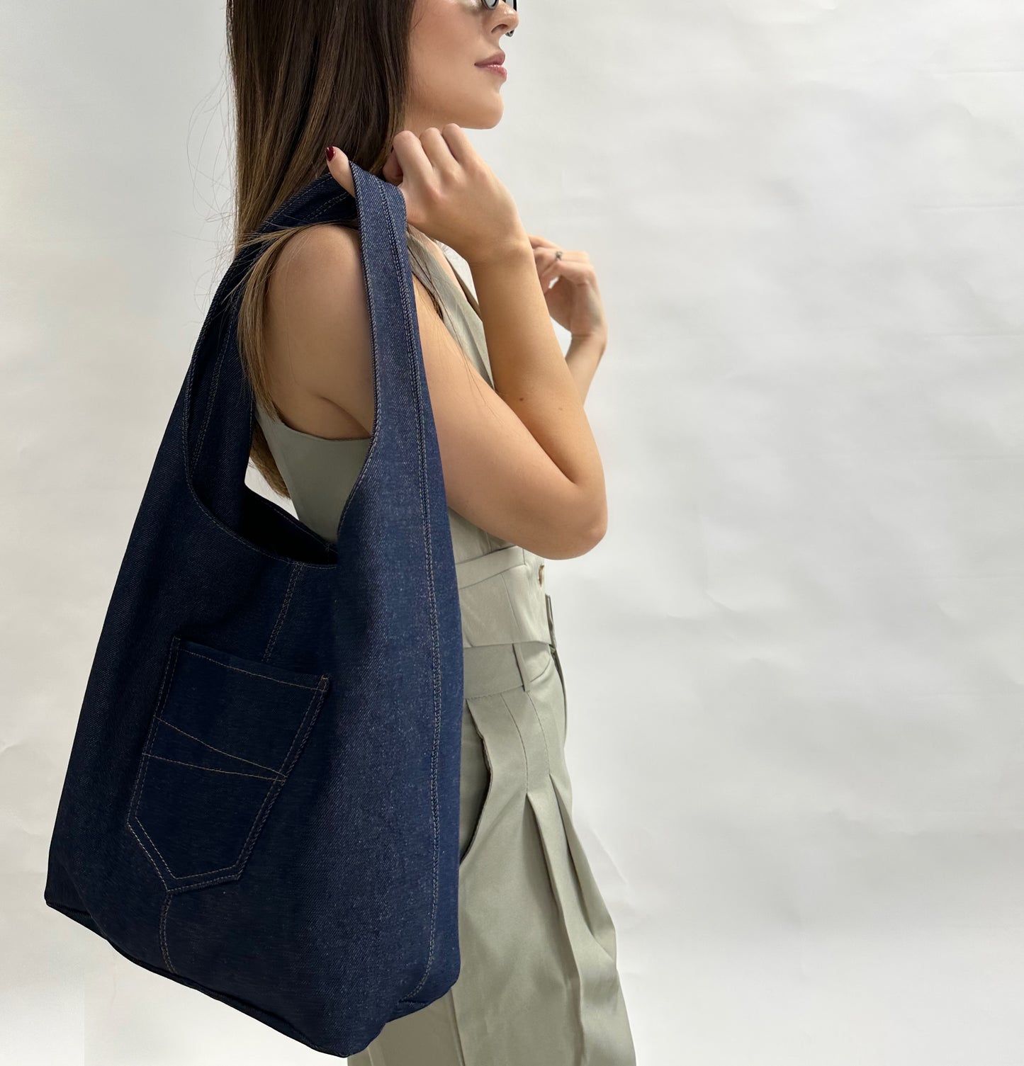 Blue Denim Tote Bag